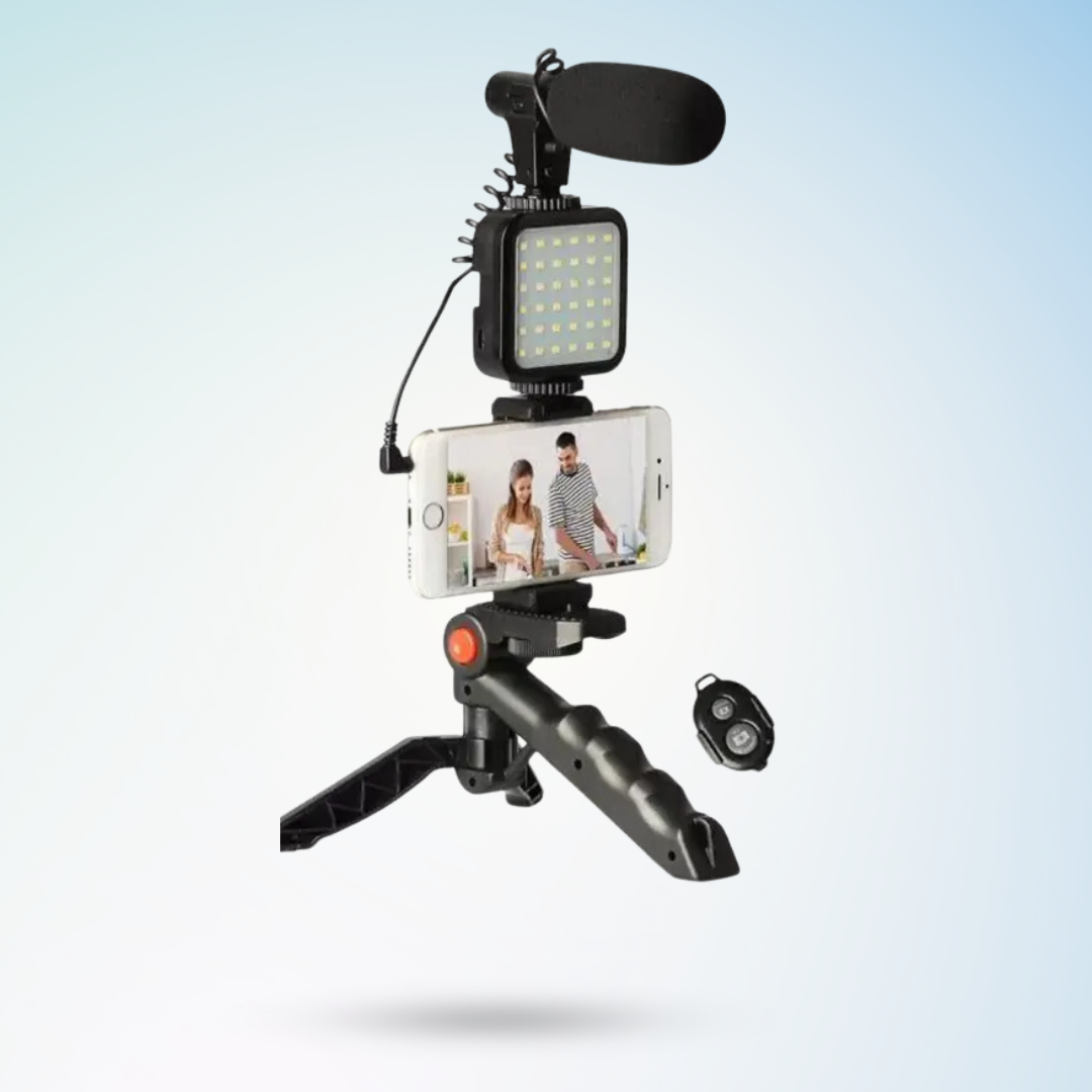 AY-49 Vlogging Kit: Stream, Self-Portrait, Stand, LED Light, Mobile Holder
